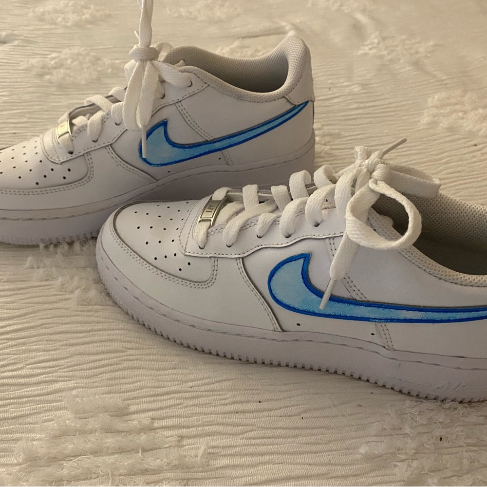 Air Force 1s white and blue